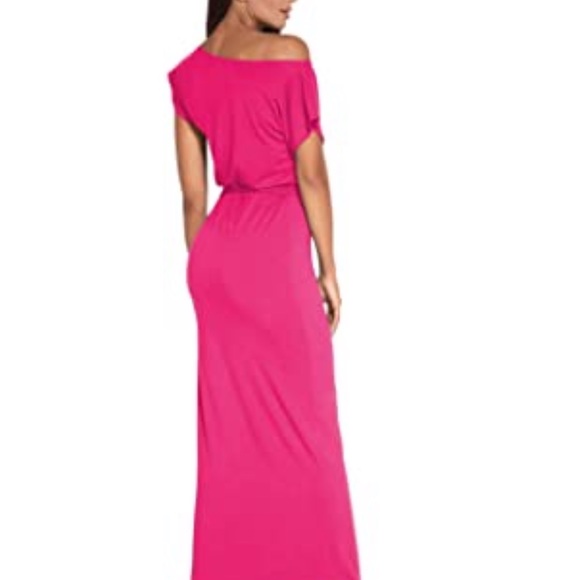 Women Tie Waist High Slit Off Shoulder Maxi Dress - Picture 4 of 5